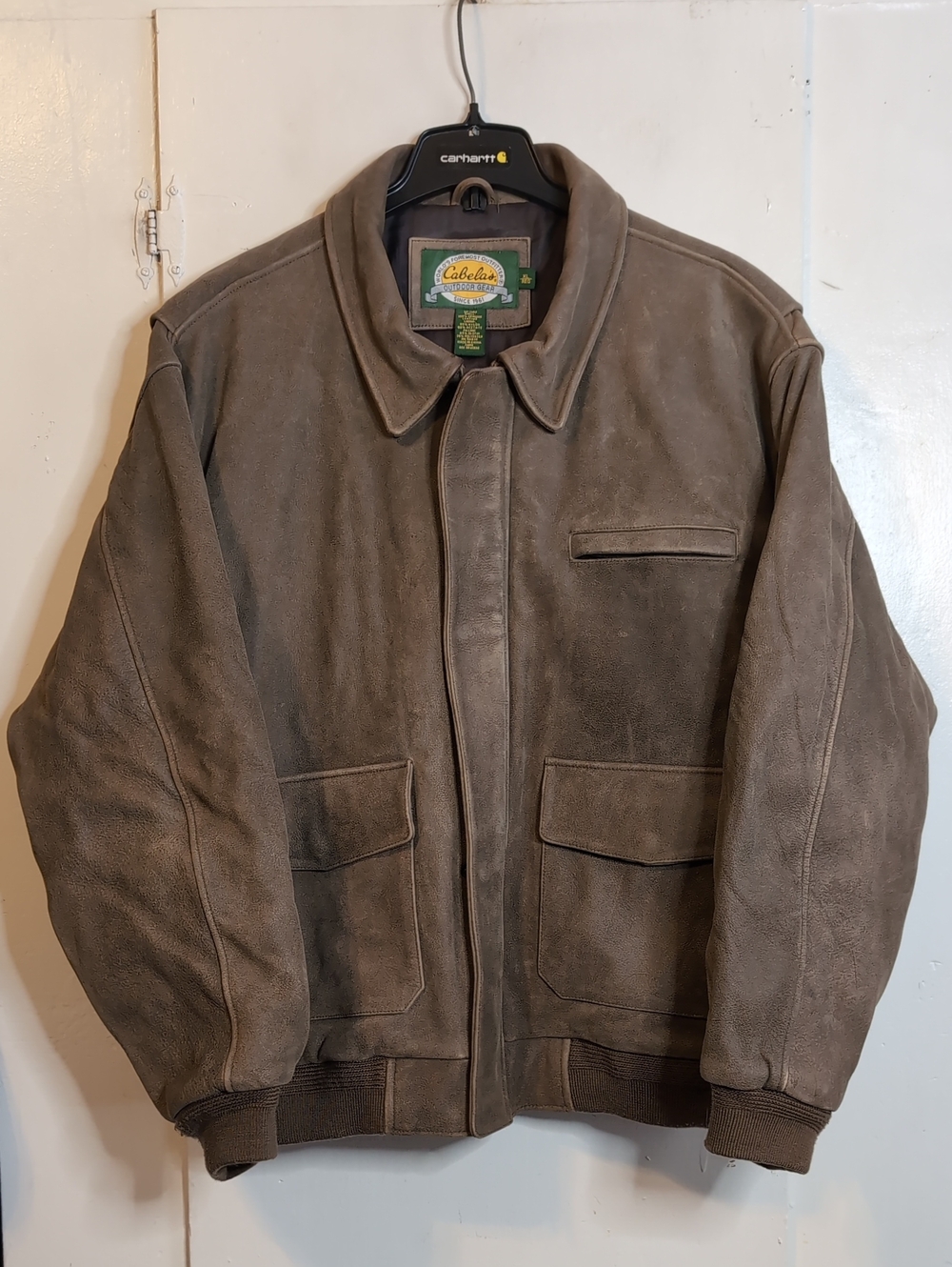 Cabela's Leather Bomber Jacket mens XL - Picture 1 of 8